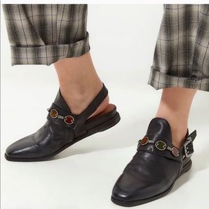 A.S. 98 Gallagher Leather Jeweled Chain Mule Flats